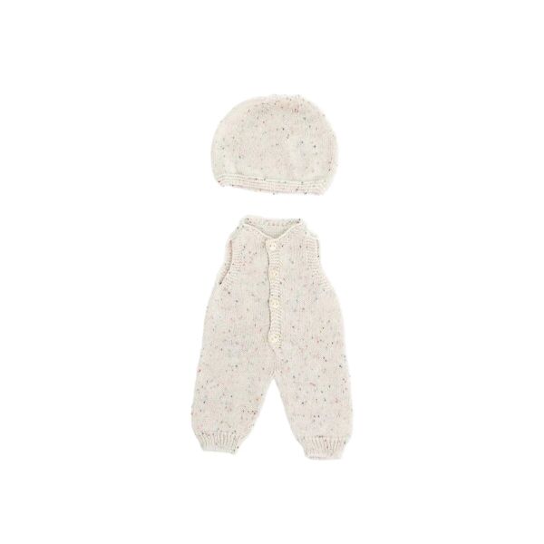 Knitted Doll Outfit 40cm – Overall & Beanie Hat