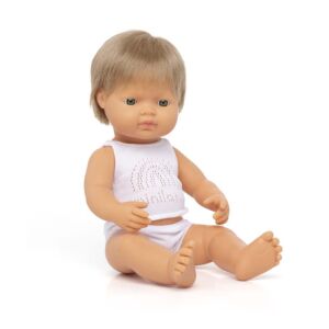 Muñeco Bebé Caucásico Rubio Oscuro 38cm