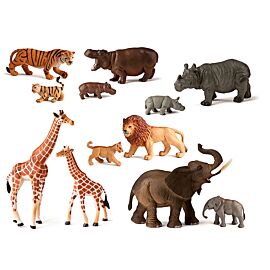 Figuras Animales salvajes y bebés (12 unidades)