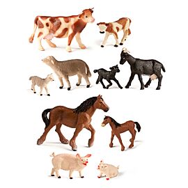 Figuras Animales granja y bebés (10 unidades)