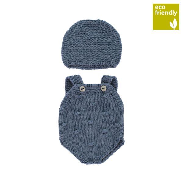 Pelele y capota de punto para muñecos de 32cm