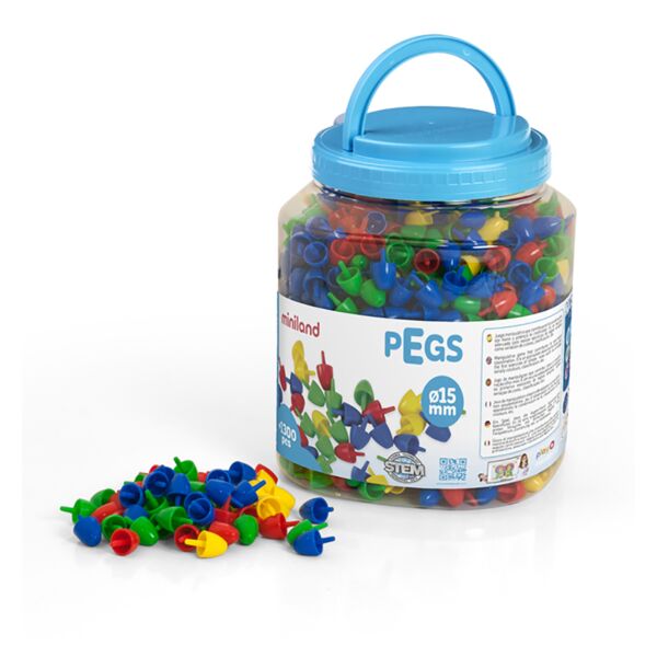 Pegs 15 mm (1.300 piezas) - Primary Colors