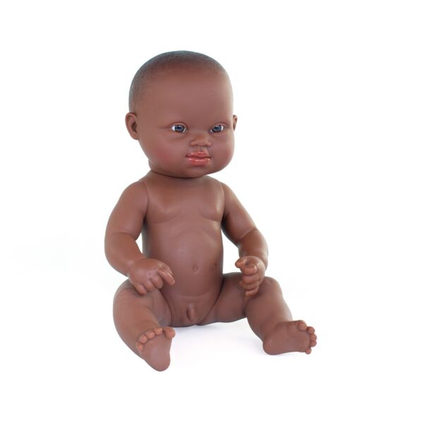 Muñeco bebé africano con síndrome de Down 32 cm