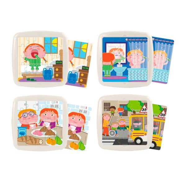 Set de 4 puzzles: Buenos hábitos diarios