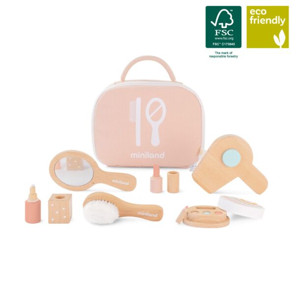 Set de belleza de madera para muñecos