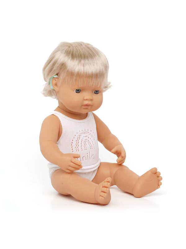Muñeca caucásica implante coclear 38 cm (ropa int)