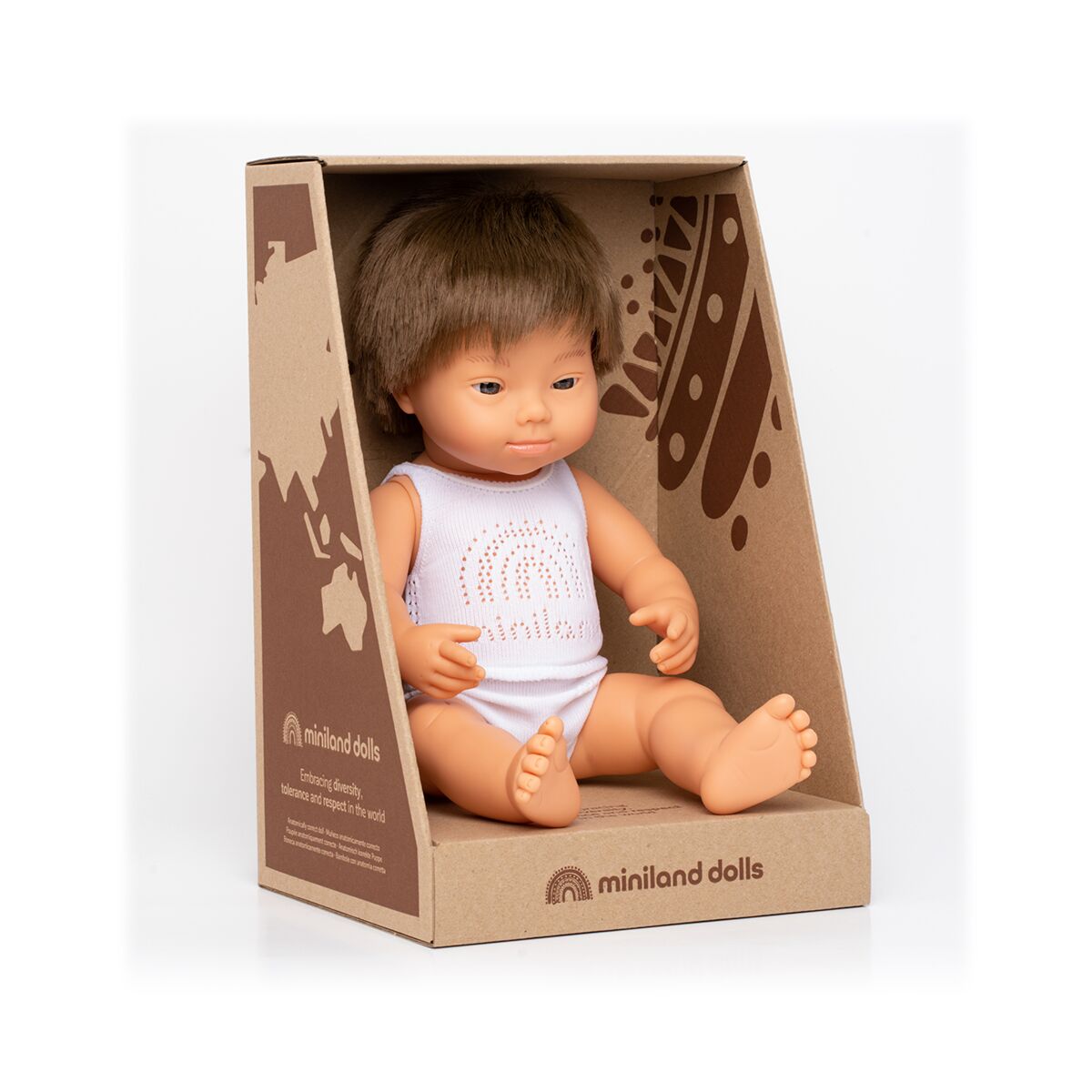 Miniland Baby Doll - Caucasian Boy with Down Syndrome 38cm Miniland Baby Doll - Caucasian Boy with Down Syndrome 38cm