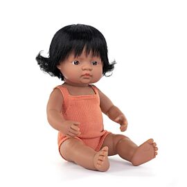 Doll caucasian curly black hair 15 Colourful