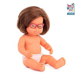 Baby Doll Cauc.Girl w/Down Syndr. w/ Glasses 15''