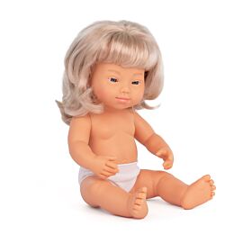 Baby Doll Caucasian Blond Girl W/Down Syndrome 15"