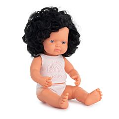 Baby doll caucasian curly black hair girl 15"