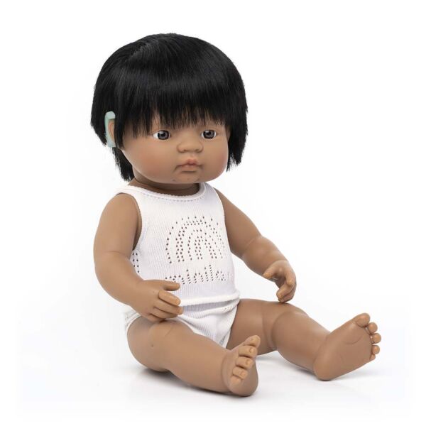Muñeco bebé latinoamericano implante coclear 38 cm | Miniland ES
