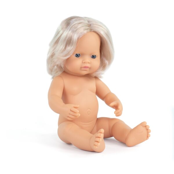 Muñeca caucásica rubia 38 cm