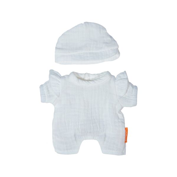 Pijama blanco con gorro para muñeco 21cm