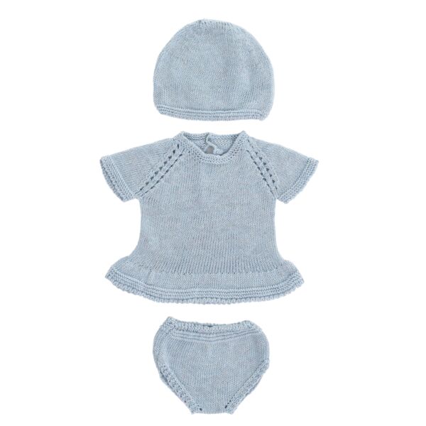 Vestido y gorro de punto para muñecos de 40cm