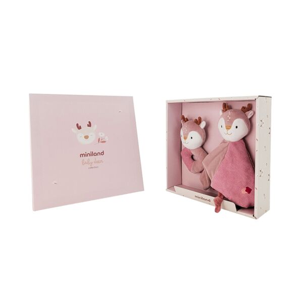 Baby-Hirsch-Geschenkpaket mit Doudou und Rassel