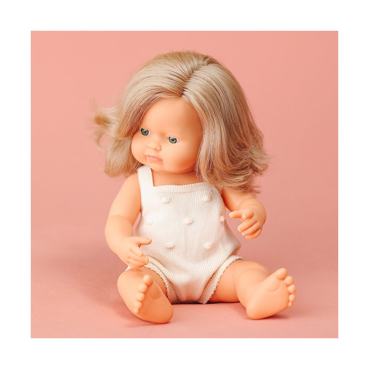 Doll caucasian dark blonde girl 38 cm Colourful