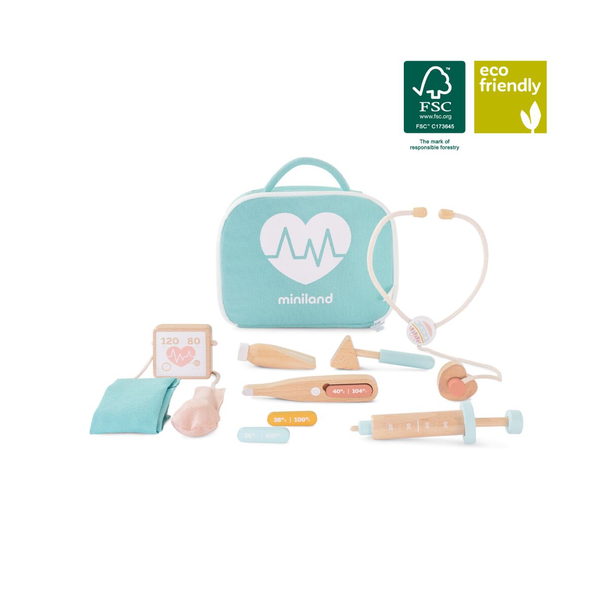 Set de médico de madera para muñecos Miniland ES