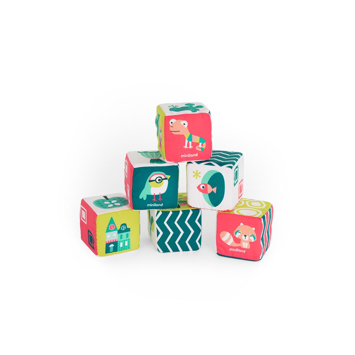 Set de cubos blanditos con sonajero para bebes