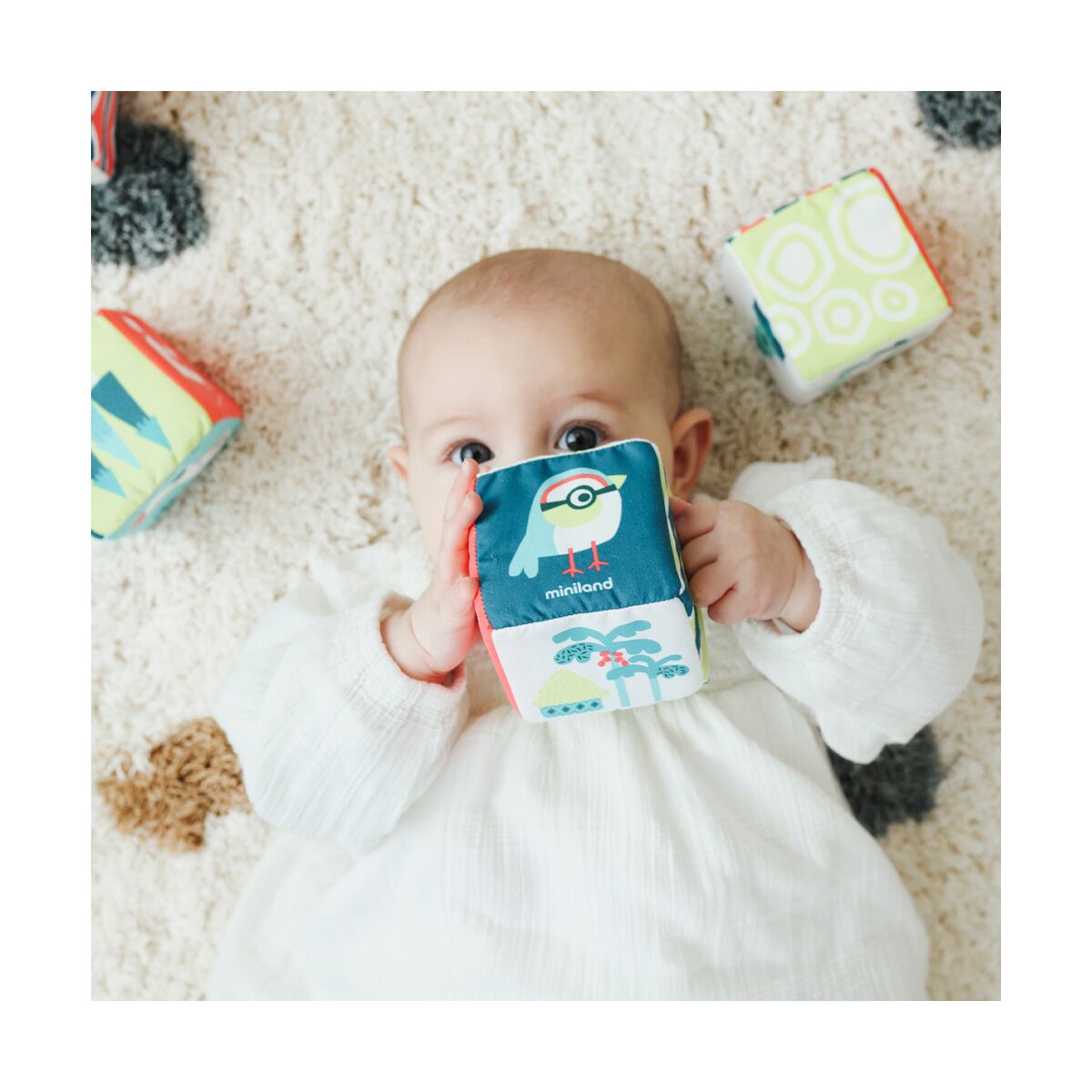 Set de cubos blanditos con sonajero para bebes