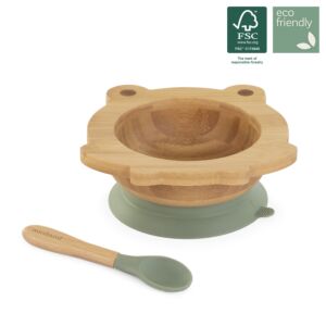 Ciotola e cucchiaio per bambini wooden bowl frog