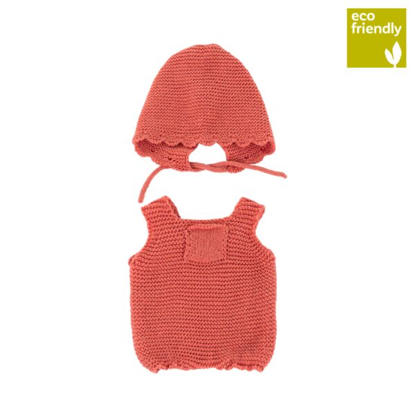 Barboteuse et bonnet en tricot pour poupées de 32c