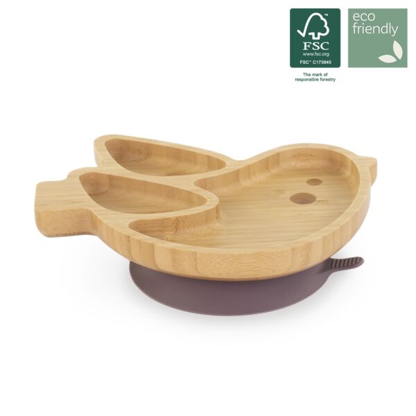 Assiette BLW avec ventouse wooden plate chick