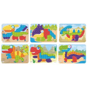 Pegs 20 mm: 6 Patterns Pack (Dinos) Bright Colors