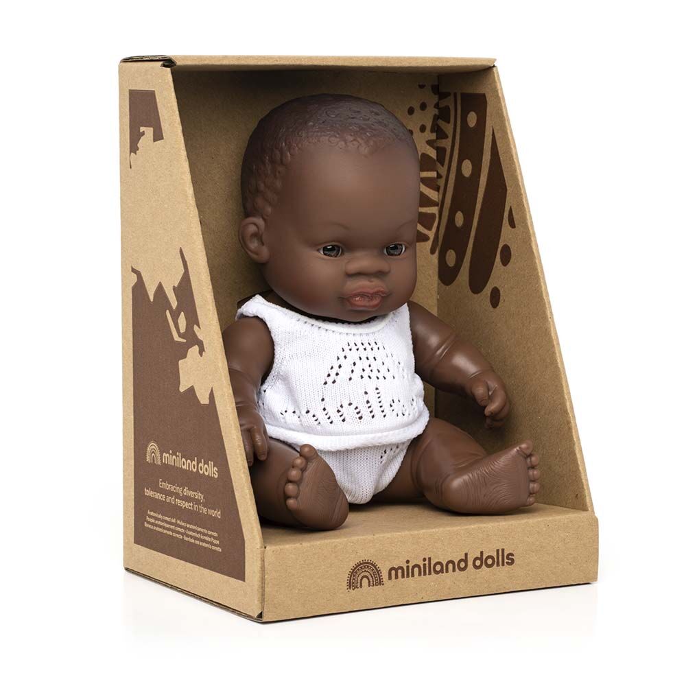 Miniland Miniland 31123 21 cm African Boy bambola con biancheria intima in Scatola 