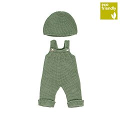 Knitted Doll Outfit 38cm – Overall & Beanie Hat
