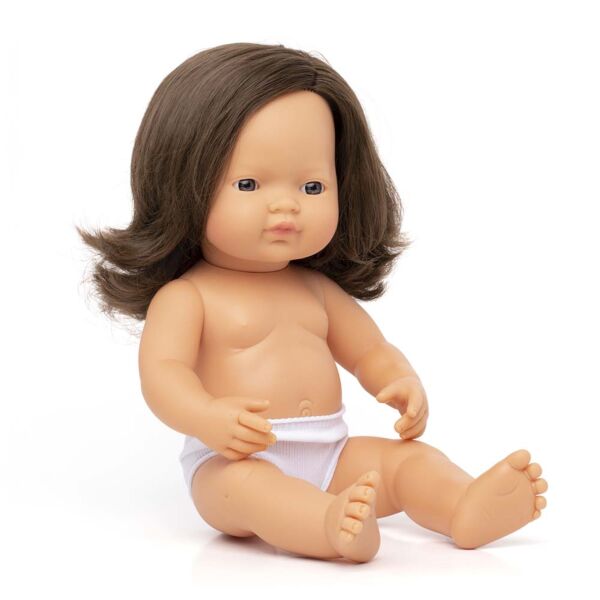 Baby doll brown hair girl 15"