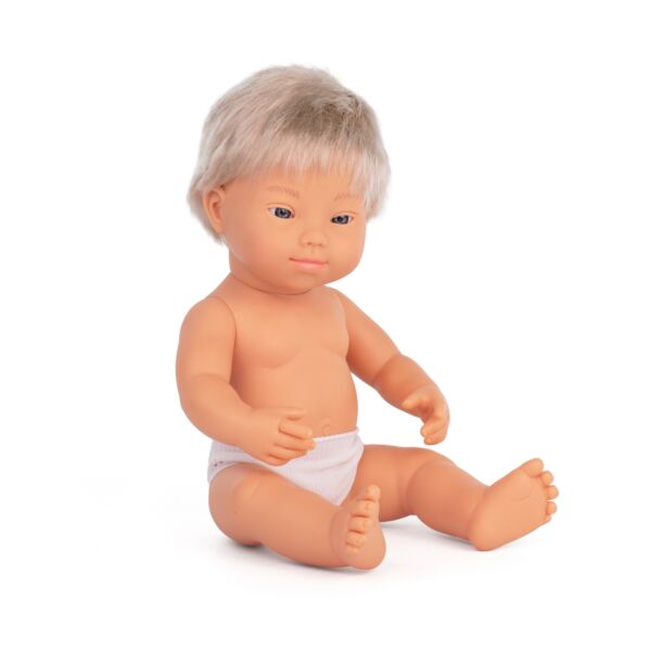 Baby Doll Caucasian Blond Boy W/Down Syndrome 15"
